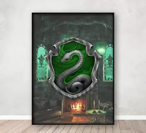 Póster de arte de pared Harry Potter Slytherin Crest Mundo mágico estampado A4 enmarcado - Imagen 1 de 5