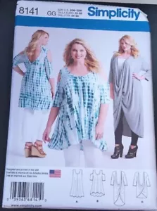 Simplicity Pattern 8141 Womens Knit Twist Tunic~Flare Tunic~Mini Dress 26W-32W - Picture 1 of 2