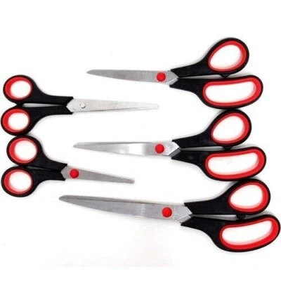 5pc STAINLESS STEEL SCISSOR SET KITCHEN SEWING HOUSEHOLD CRAFTS MULTI PURPOSE UK - Image 1 of 4
