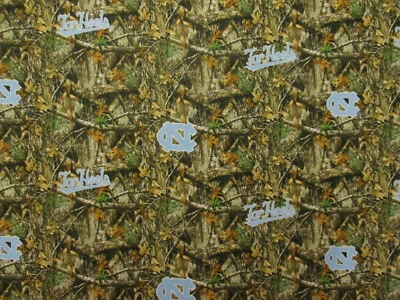 CAROLINA TAR HEELS REAL TREE PRINT COTTON FABRIC BTHY - Image 1 of 4