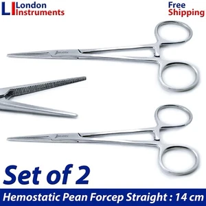 Hämostatische Pean Clamp Arterienzange gerade chirurgische Feststellzange 14 cm 2 Stück - Bild 1 von 8