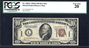 🇺🇸 1934A $10 "HAWAII" ♚STAR♚ ♚STAR♚ PCGS VERY FINE 20 HARD TO FIND - Picture 1 of 2