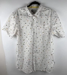 Camicia casual Lifted Research Group uomo XL bianca con bottoni retrò geometrica anni 90 - Foto 1 di 14