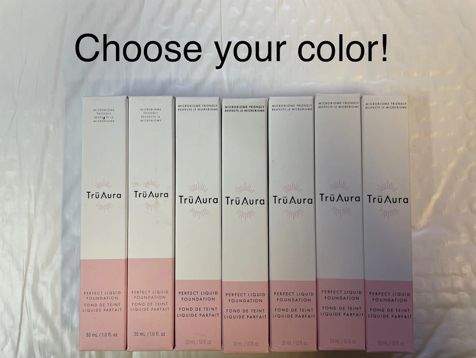 Tru Aura Perfect Liquid Foundation Deep Beige Nude Tan Bronze Ebony Alabaster - Image 1 of 1