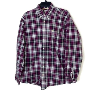 Cinch Long Sleeve Western Shirt Men's Medium Red Maroon Plaid Casual Button Down - Picture 1 of 7