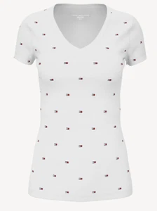 Tommy Hilfiger Damen V-Neck Shirt T-Shirt Flag weiß Größe wählbar - Bild 1 von 1