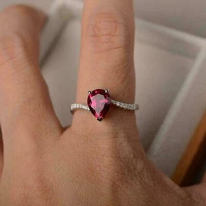 925 Sterling silver 5.5 Carat Red Ruby July birthstone prong Ring Size 6.5 - Picture 1 of 4