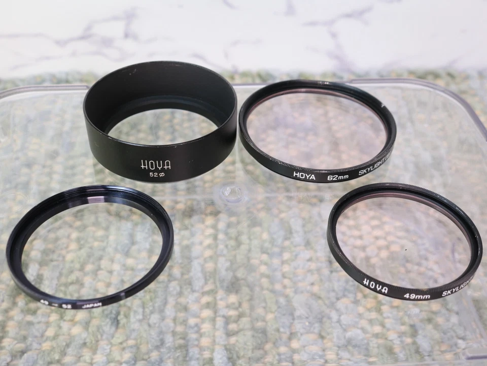Set of 2 Hoya Screw-In Filter Skylight (1B) 49/62mm, Lens Hood 49-52 Md in Japan - Image 1 of 4