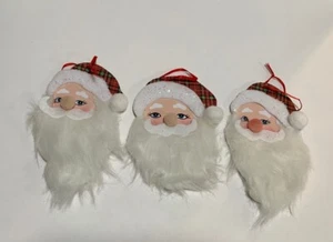 3- SANTA FACE Christmas Ornaments Decorated Cardboard - Picture 1 of 5