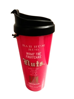 Kate Spade New York Bah Hum Bug Holiday 16oz Thermal Mug +Lid Red Black Gold NWT - Image 1 of 4