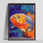 Modern abstract hand-painted oil painting home decoration.Fish Unframed 24x36
