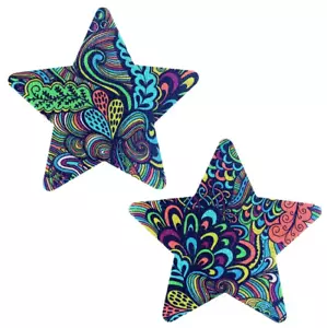 Pair Of Psychedelic Nipple Pasties Raunchy Sexy Cover Breast Shiny (2 Count) - Picture 1 of 1