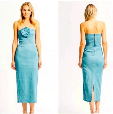 Vestido de cóctel Torn by Ronny Kobo Renee denim sin tirantes azul lavado medio talla M Foto 1 de 4