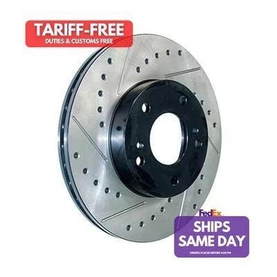 Stoptech 127.62082R, One Black Iron Sport Drilled/Slotted Br Ake Rotor Performan - Image 1 of 4