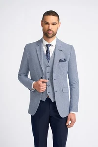 Herren Blau Slim Fit Einreiher 3-teiliges Anzug Set PRP 200 - Bild 1 von 11