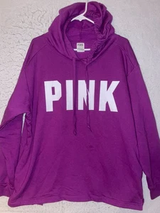 Victoria Secret PINK Damen XL Hoodie Pullover Lila Fleece Logo Langarm - Bild 1 von 6