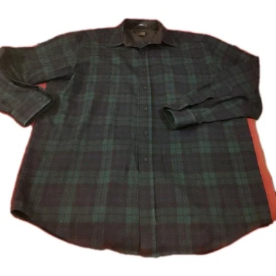 Vintage Pendelton Wool Flannel Shirt Men's LG Black Watch Tartan Utility Work - Image 1 of 4