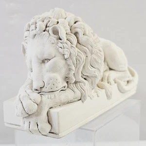 Antonio Canova Sleeping Lion White Stone Sculpture Revival Art Company Vtg - Picture 1 of 18