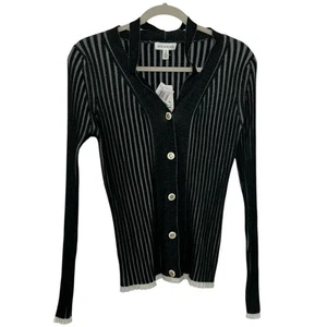 Rio & Rian schwarz-weiße Rippstrickjacke (Größe L) - Bild 1 von 6