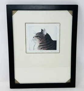 "Forty Winks" by Kay McDonagh Cat Professionally Black Framed Signed 9.5"x12" - Picture 1 of 6