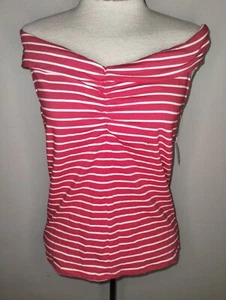Aeropostale Juniors Red And White Striped Strapless Top Size Large NEW - Picture 1 of 7