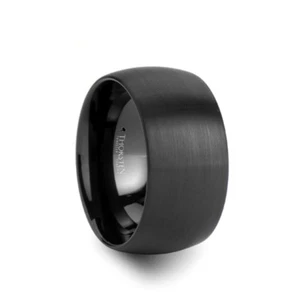 MILWAUKEE Domed Black Tungsten Carbide Ring with Brushed Finish - 12 mm - Picture 1 of 5