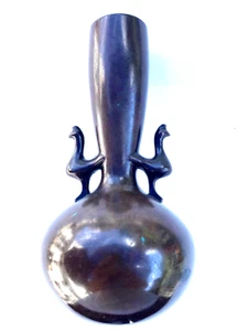 Antique Bronze Vase Red Verdigris - Japanese - Signed- - Picture 1 of 6