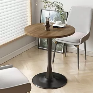 24" Round Tulip Dining Table - Mid Century Wooden Coffee Table - Brown/Black NEW - Picture 1 of 5