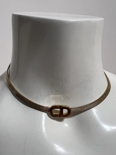 Collana girocollo vintage Christian Dior anni 80 oro logo CD