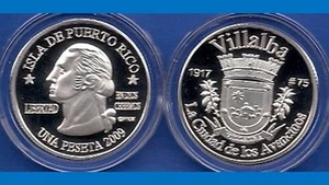 Silver PESETA VILLALBA 2009 Puerto Rico Boricua Quarter 1/100 Plata - Picture 1 of 2