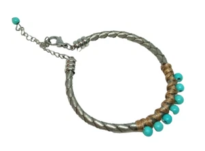Pulsera Ajustable Turquesa Y Plata Suroeste - Imagen 1 de 2