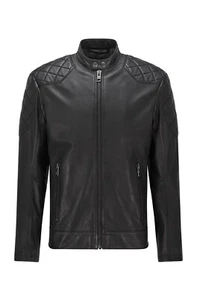 Made to Order Black Leather Slim Fit Biker Jacket David Beckham Outlaw Inspired - Picture 1 of 3