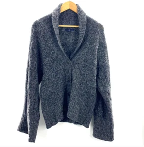 Cardigan maglione donna Gap collo sciallato grigio lana bottoni taglia large - Foto 1 di 10