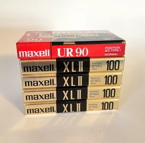 4 cassette Maxell High Bias XL II 100 & 1 bias normale UR 90 sigillati - Foto 1 di 8