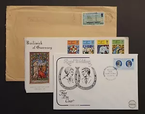 Guernsey Stamps 1972 & 1973 First Day Covers x 2 and Cover Christmas Royal (w) - Picture 1 of 7