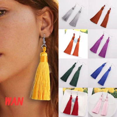 Earrings in Large Variation of Colours Boho Long Tassel Dangle Fringe For Women - Image 1 of 4