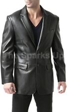Mens Classic Real Cowhide Leather Blazer Lambskin Sport Coat Jacket