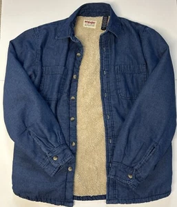 Vintage Wrangler Men’s Small Sherpa Fleece Lined Lightweight Denim Shirt Jacket - Picture 1 of 8