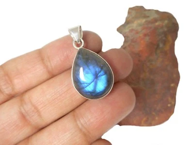 Teardrop LABRADORIT Sterlingsilber 925 Edelstein ANHÄNGER - Geschenkbox! - Bild 1 von 4