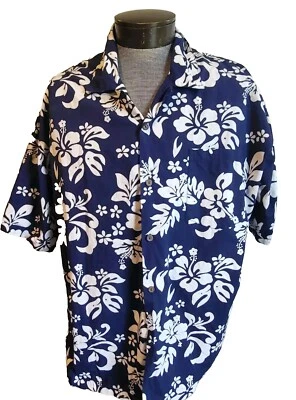 Camisa Steve Barrys Para Hombres XXL 2XL Clásica Azul Hawaiano Estampado Floral Foto 1 de 4