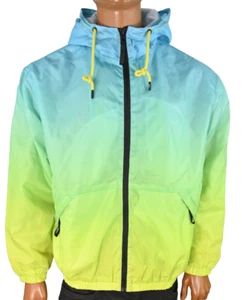 Wesc Mens Windbreaker Jacket New M Yellow Gradient Pocket Hooded Drawstring - Picture 1 of 6