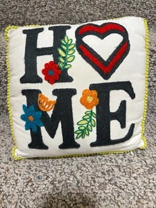 Embroidered Boho Throw Pillow Cover Home Decor Colorful Mixed Spring Floral - Picture 1 of 6
