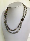 Vintage Czech Iris Glass 2-strand Necklace Iris Rhinestone Clasp 18” Stunning