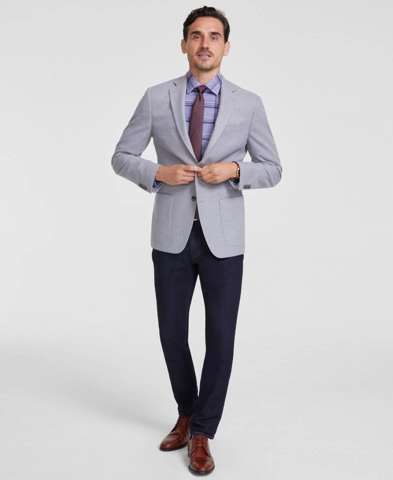 Abrigo Blazer Deportivo Michael Kors Para Hombre Calce Clásico 48 R Gris Claro Espiga Foto 1 de 1