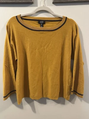 Jones New York Signature Wide Sleeve Crop Sweater Mustard/ Black Size S - Image 1 of 4