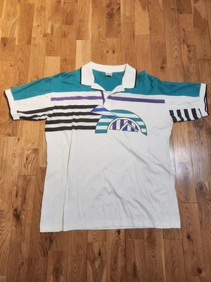 Vintage Head Sportswear Green/White Striped Polo Shirt Men's Large - Image 1 of 4