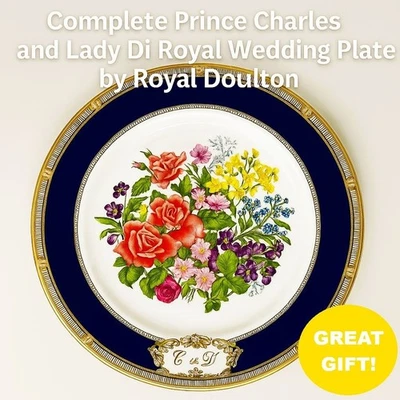 Prince Charles Diana Wedding Plate by Royal Doulton – Bouquet 1981 MIB Complete - Image 1 of 4