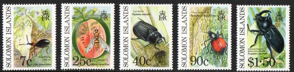 Sello Islas Salomón 683-687 - Plagas de cultivos Foto 1 de 1