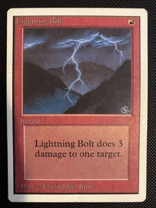 English - MTG Lightning Bolt - LP Front/MP Back - Unlimited Edition - Picture 1 of 2