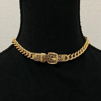 Gargantilla Vivienne Westwood Augustino Hebilla Diseño Logo Latón Dorado Nueva Sin Usar Foto 1 de 4